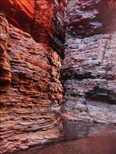 Squeezing through crevices, Weano Gorge, Karijini NP, WA: by thomasz, Views[159]