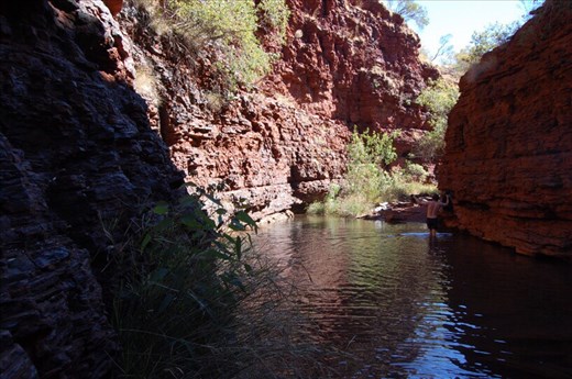 Wading further through Weano Gorge (freezing cold), Karijini NP, WA