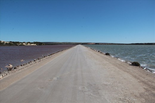 Two different colors of water, road to Cactus Beach, SA