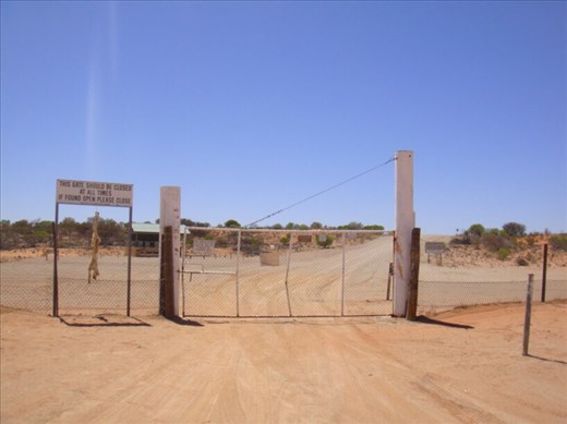 Crossing into NSW, dingo fence, Cameron Corner, SA