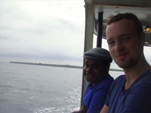 Chanel and Daniel on the ferry to Malekula.