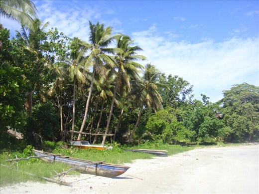 Canoes on Caroline Bay beach, Malekula.