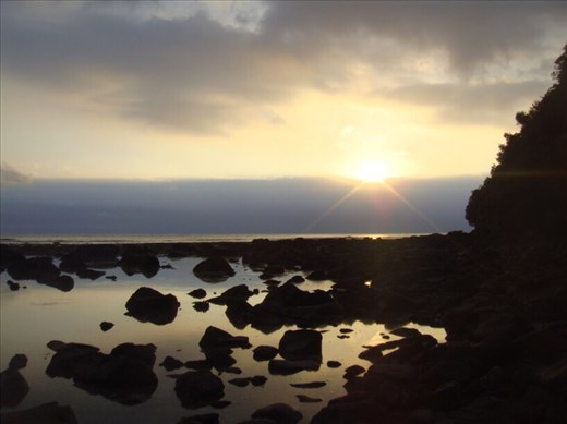 Sunset over the reef, between Limbinwen and White Sand, Malekula.