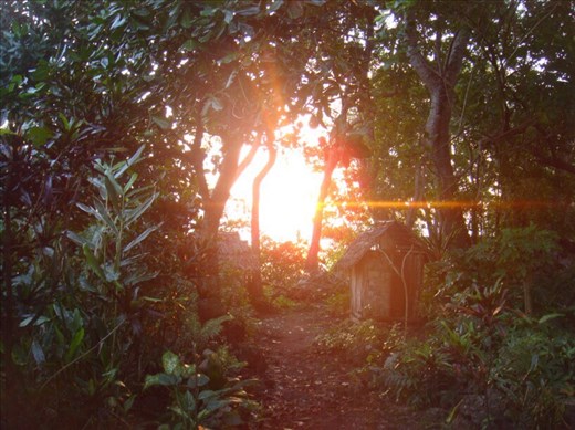 Toilets at sunset, Caroline Bay, Malekula.