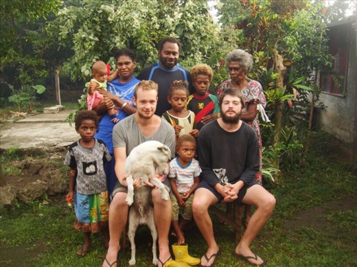 Family with Daniel and me and the dog, Caroline Bay, Malekula.
