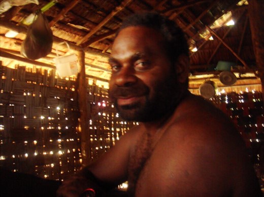 Chanel in the kitchen, Caroline Bay, Malekula.