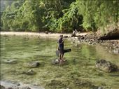 Chanel carrying a guitar over the reef, Malekula.: by thomasz, Views[156]