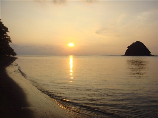 Tentstick island at sunset, Southwest Bay, Malekula.