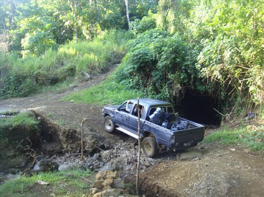 In the ute on the way to the airport, Lombaha, Ambae.