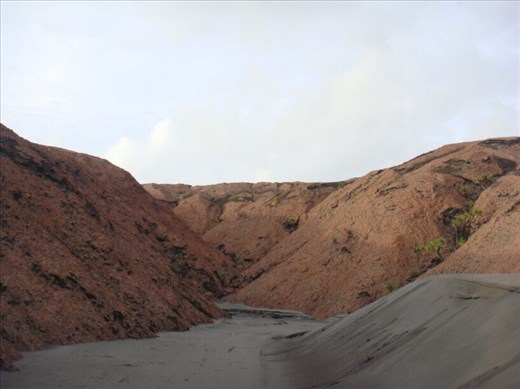 Solidified lava, sulphur abound, Mt. Yasur, Tanna.