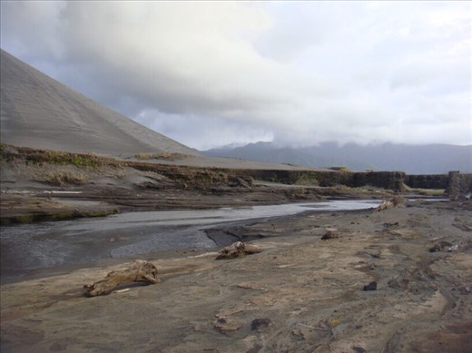 River passing in front of Mt. Yasur, Tanna.