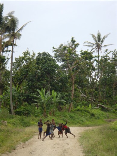 Local boys striking a pose, White Sands road, Tanna.