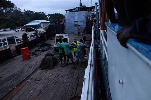 Getting the ship ready to go to Ambae, Luganville, Espiritu Santo.