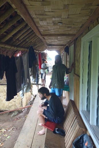 Looking at the view from the deck, Luke (my brother) smiling, Lombaha, Ambae.