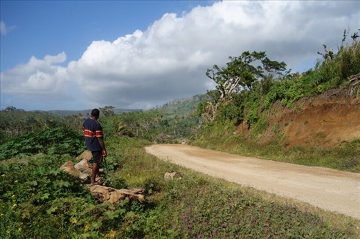 Robert looking out over White Sand road, Tanna.
