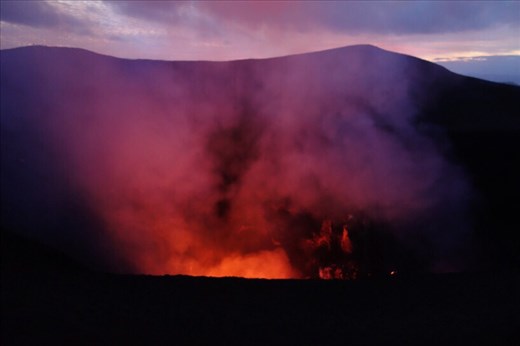 Walking around the crater rim, Mt. Yasur, Tanna.