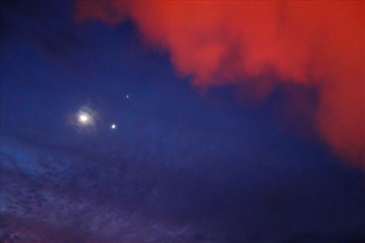 Volcanic smoke encircling the moon and stars, Mt. Yasur, Tanna.