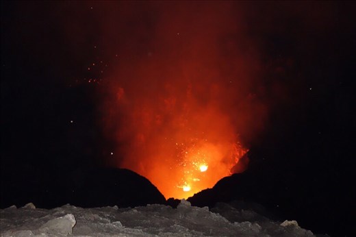 Looking down into the crater, Mt. Yasur, Tanna.