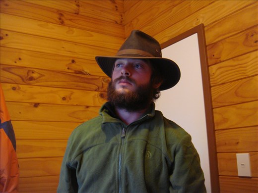 Looking smart in a new hat, helpx in Kerikeri, Northland.