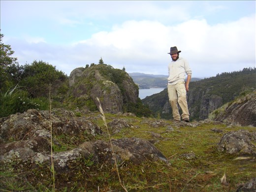 Moonwalk on the Duke's Nose, there's a quadruple echo up here, Whangaroa harbour, Northland.