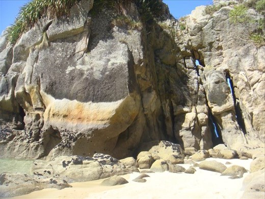 Holes in the cliff, Abel Tasman Coast Track