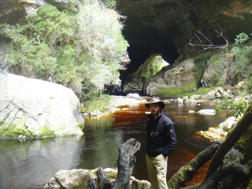 In front of the entrance of the Oparara arch