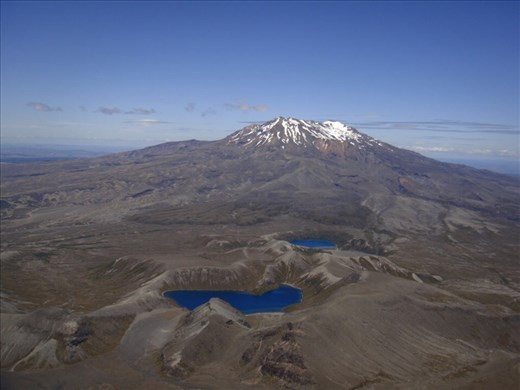 Blue lakes and Ruapehu from Ngauruhoe