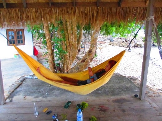 Welcome to my paradice. Hammock+ knitting needles!