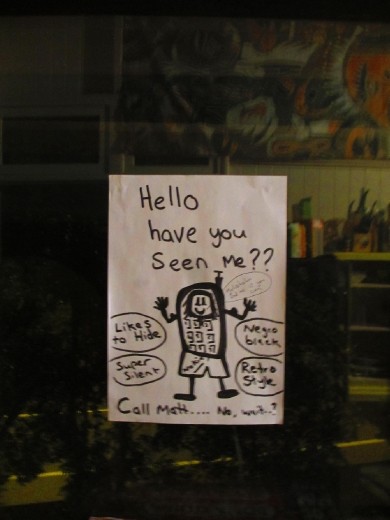 Matty lost his phone -this appeared in the window