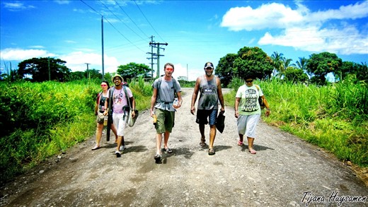 On the east side of Wayalailai, we are met by Mark Black - a retired Fijian rugby player. He returned to his Wayalailain village to help give back to his community.  Mark told us that the vital knowledge he gained while travelling as a Fijian rugby player helps his village manage with modern times. 	
	Mark travelled to modern countries whilst playing rugby, thus experiencing first world living. He used this as an opportunity to implement his knowledge into his community so that they could sustain their environment whilst enabling Wayalailai Island a tourist attraction.
	As we walk with Mark and his wife they tell us about their village and how the Wayalailai Eco-Haven Resort is necessary for the survival of their village.  Both the village and the eco-resort boast a harmonious balance between the environment and the people living in them. The islanders use the eco-resort as a means of financial income and sustainability, in an economically dominating world. Yet at the same time they manage the eco-resort in a traditional Fijian way by upholding the environment as the most important factor.		
