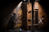 In the tunnels under the Asylum we find a break in the floor above us. The very welcome sunlight creeps  through to light my fellow explorer. : by timesniper, Views[481]