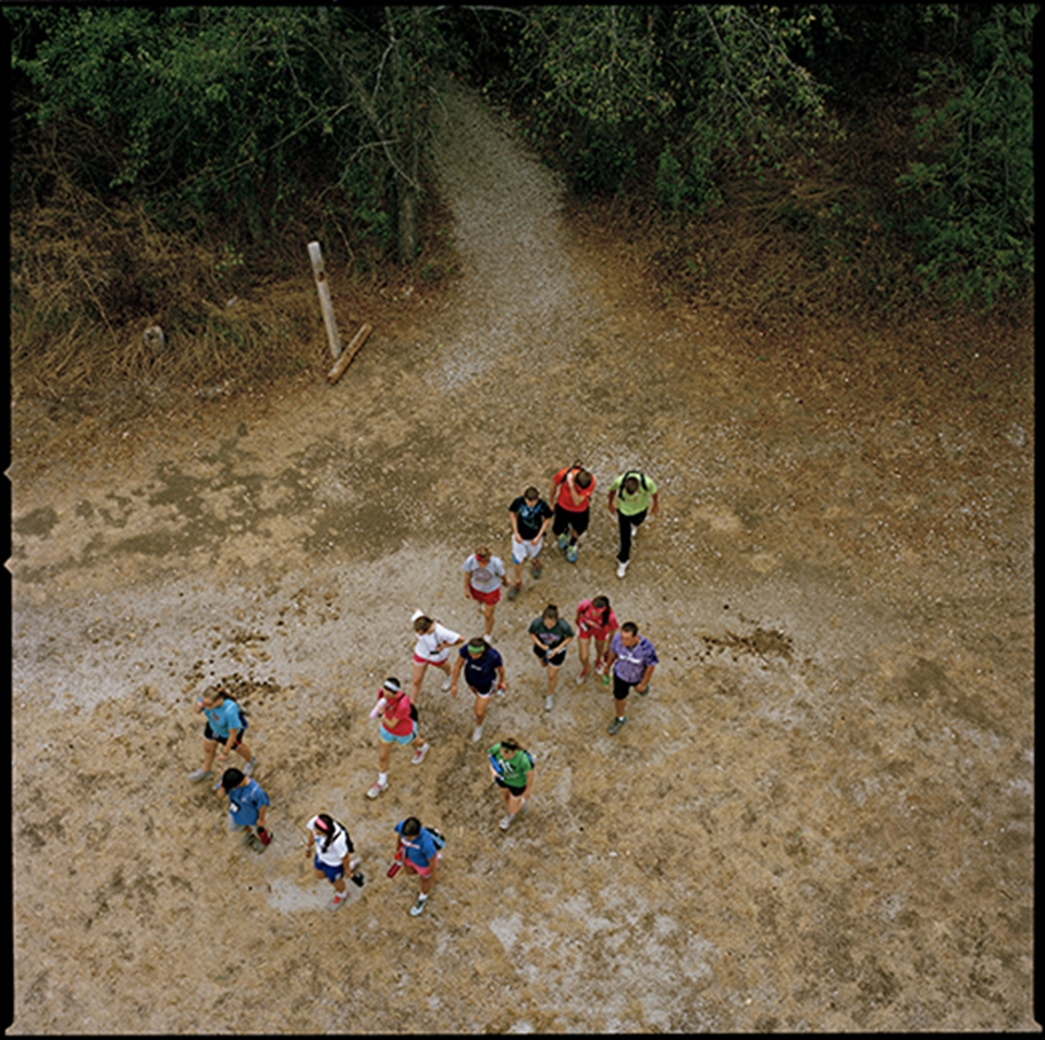 Walking is the only available mode of transportation for campers