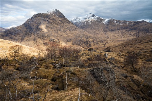 The typical Knoydart view. All the shades of green and brown cover the torn hillsides. The sun dappling the landscape in warmth, giving slight respite from the icy wind. 
It is a truly rugged landscape, untainted.
With access only by foot or boat, we walked for days without seeing a single person. And this was our reward.