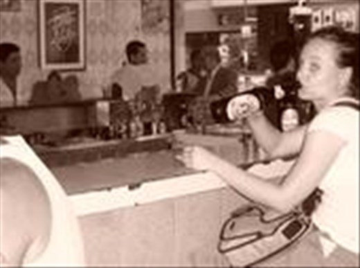 Foolishly drinking straight from the bottle in Rio.