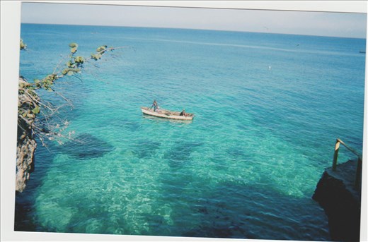 Jamaican waters from the cliff side in Negril.