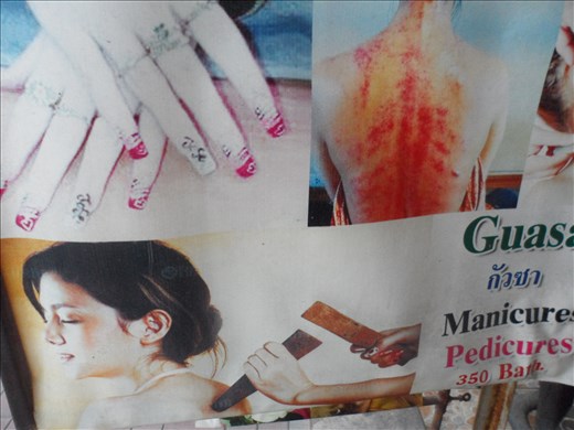 The wall of unappealing options in the studio at my very first Thai Massage.  I became addicted.