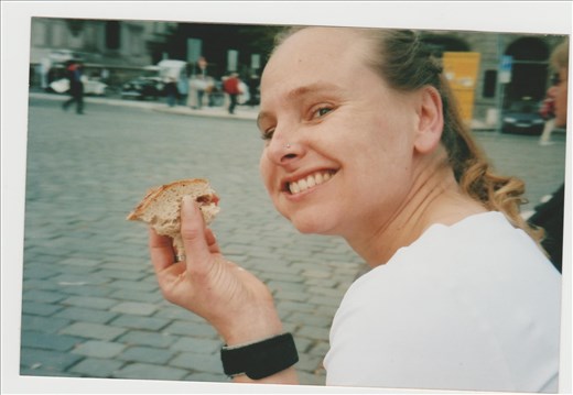 Not a vegetarian anymore!  Street-side sausages in Prague.
