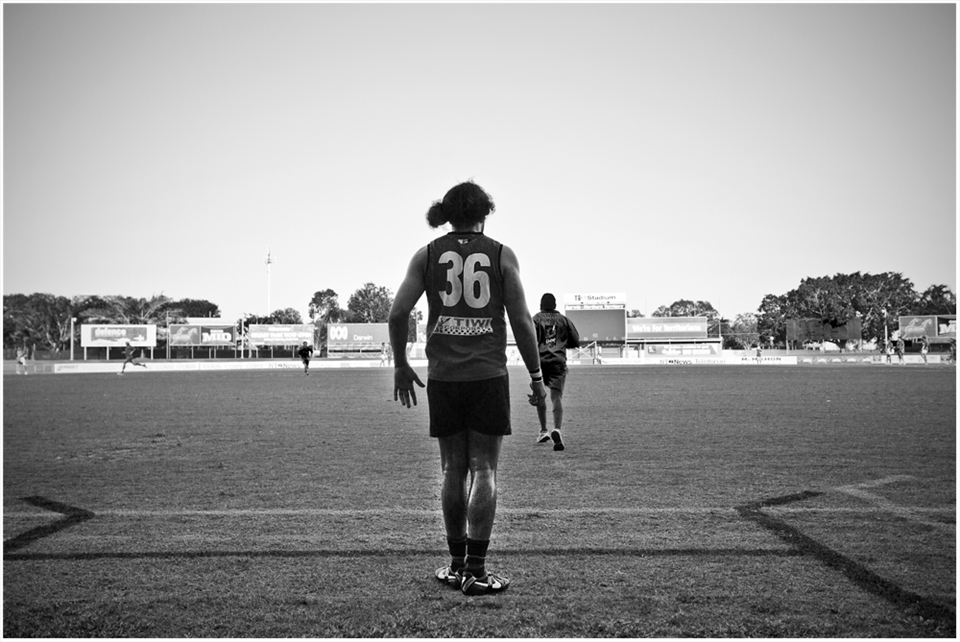 Tiwi Island Bomber player awaits his chance to take the field