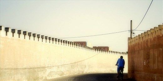 The cycler, one of the medina's roads 