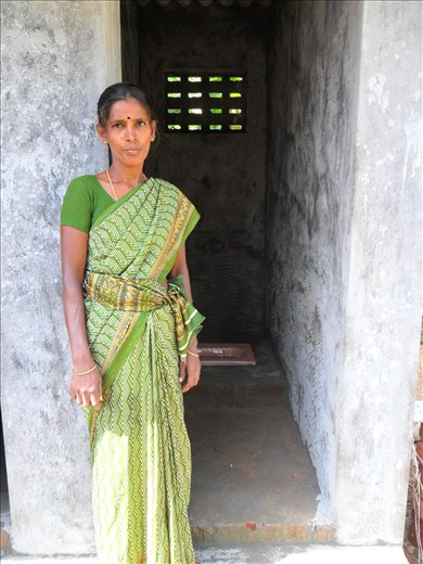 Vajaya with her new toilet