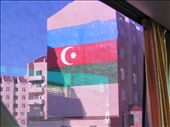 Azerbaijan´s flag again, this time in a close-up from the inside of our bus.: by tlacuilooper, Views[315]