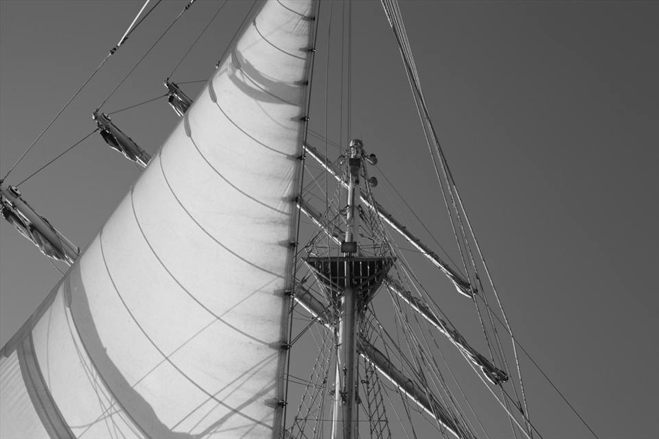 40 meters of mast with mostly rolled up sails (just before they were open)