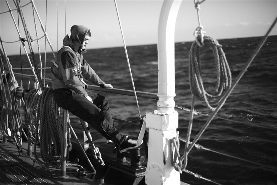 The left eye, looking out for danger, approaching ships or floating objects.