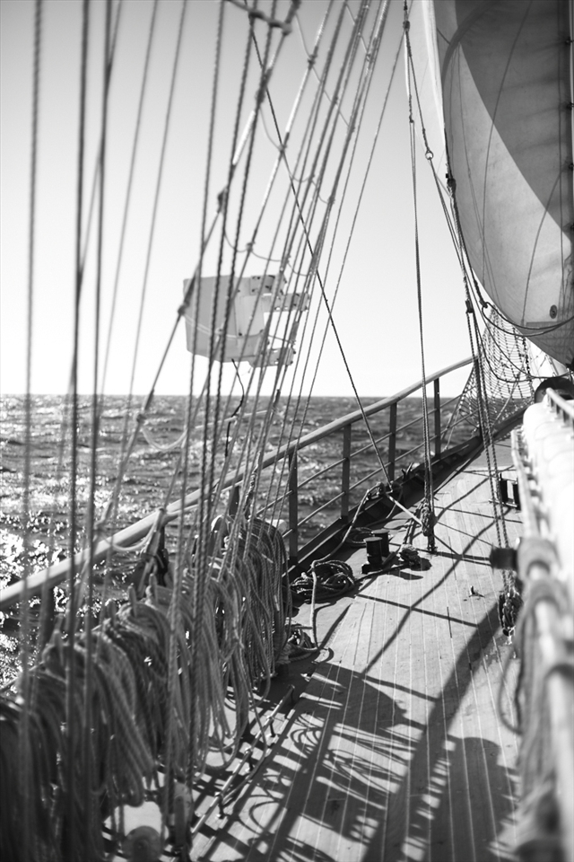 The serenity of open sea and wind in the sails.