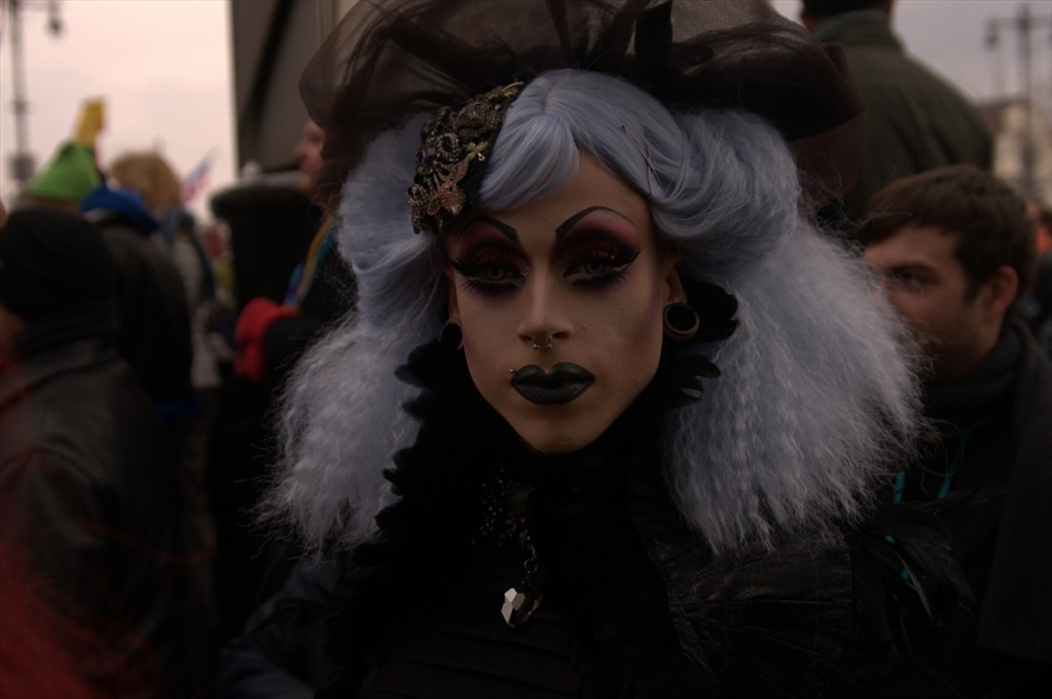 The annual Mummers Parade draws a diverse crowd out to share in the celebrations. New Years Day, 2013, Philadelphia, PA.