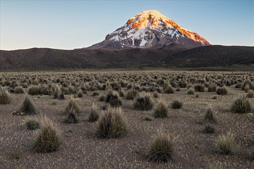 Sunset on Nevado Sajama , the highest peak in Bolivia
