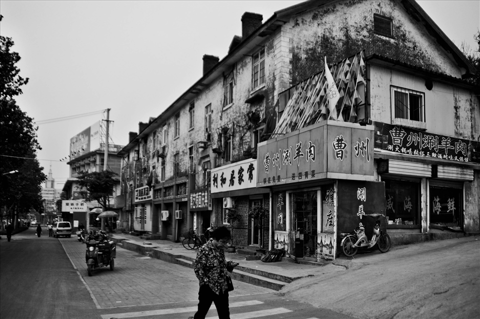 A row of shops along this main street in Jinan, China.