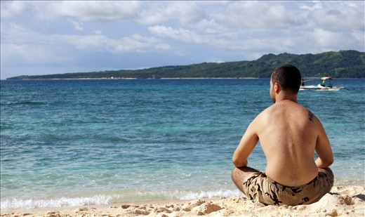 On Puka beach in Boracay Island