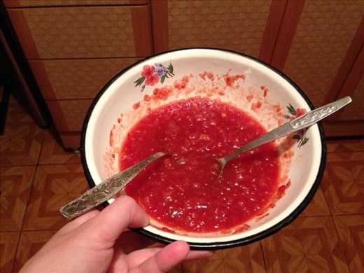 mixed adjika and honey for sour-sweet sauce