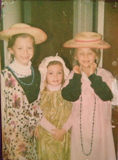 Me, my sister and a friend aged 8 dressing up to sing Italian songs for Choir
